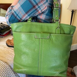Vibrant Green Coach Hamilton Leather Tote Bag
